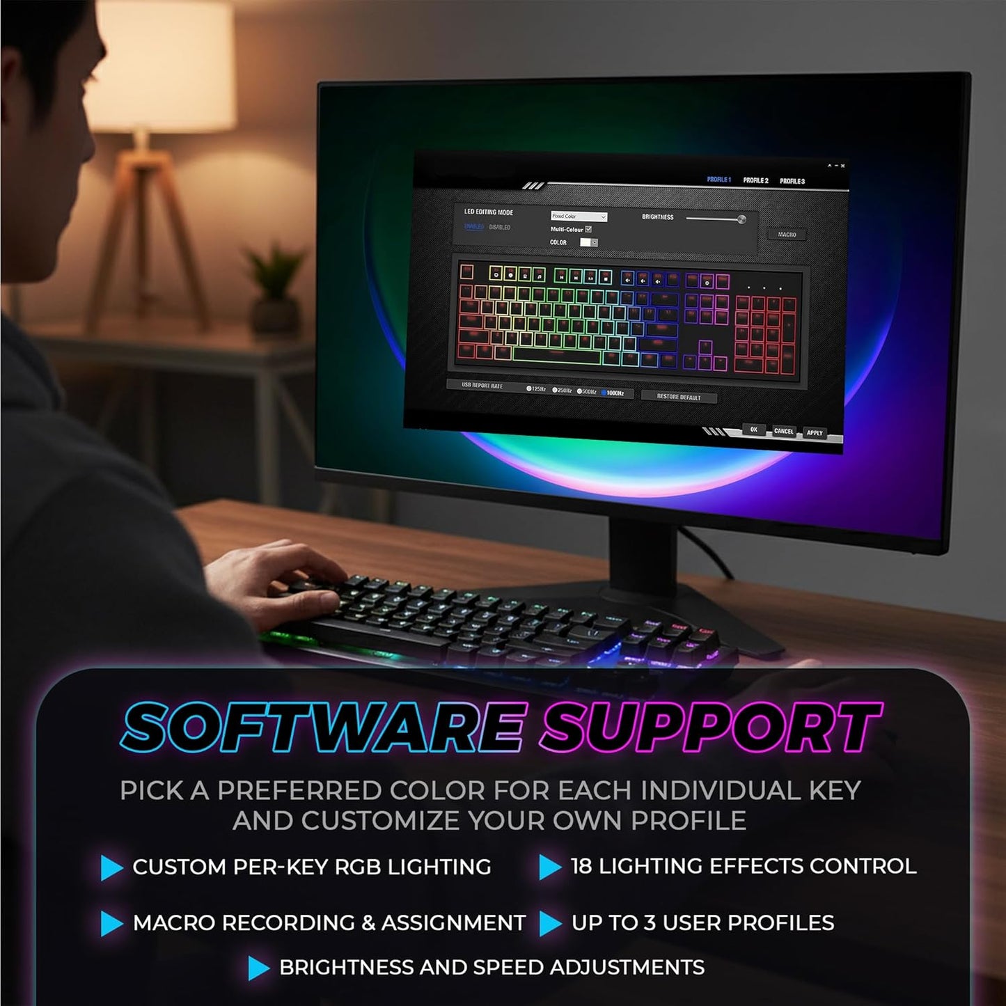 Phantom 87 Key Mechanical Keyboard, RGB Led, Outemu RED Switch