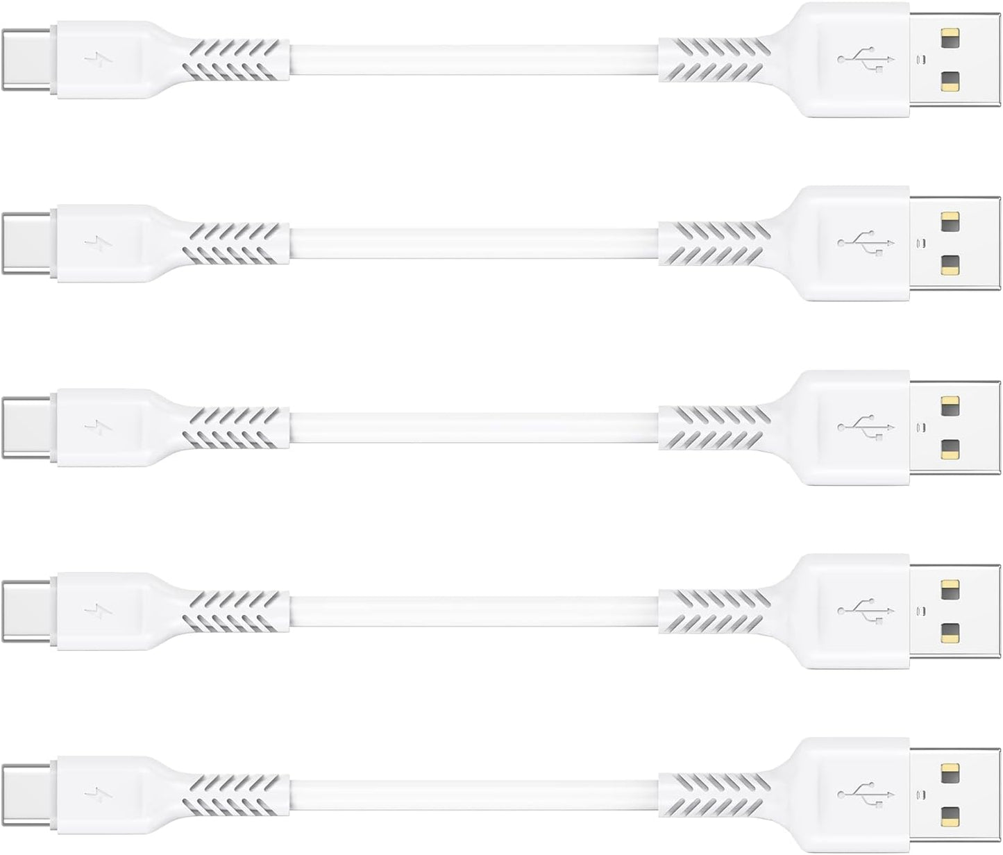 4 Inch USB C Cord Short 5 Pack Durable USB a to USB Type C Cable Fast Charging for Charging Station Compatible with Samsung Galaxy Note 10 20 S10 S20 A20 plus LG (White)